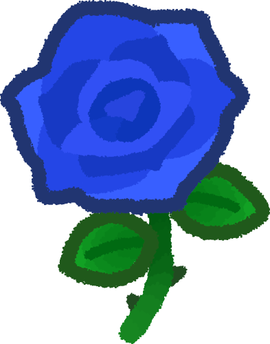 a blue rose on a green stem